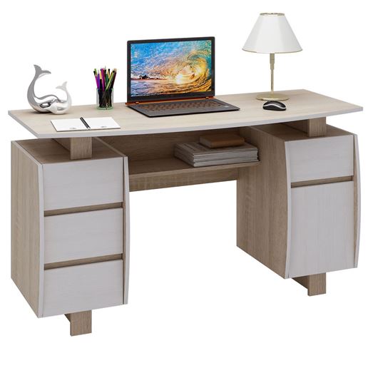 Стол компьютерный Экстер-9 дуб сонома / белый