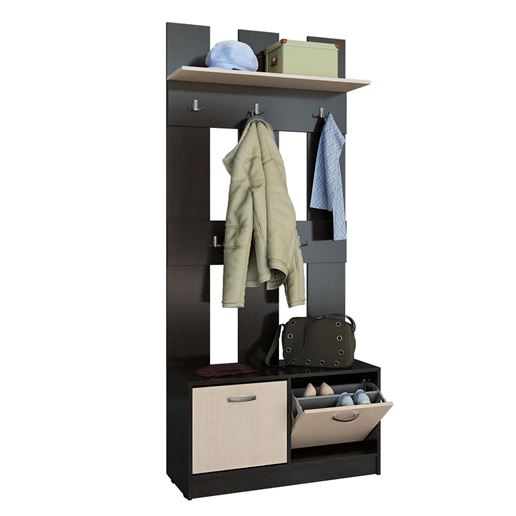 Обувница с вешалкой перф Ольга (ОВП) венге / дуб молочный