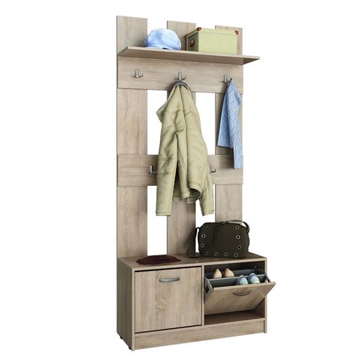 Обувница с вешалкой перф Ольга (ОВП) дуб сонома