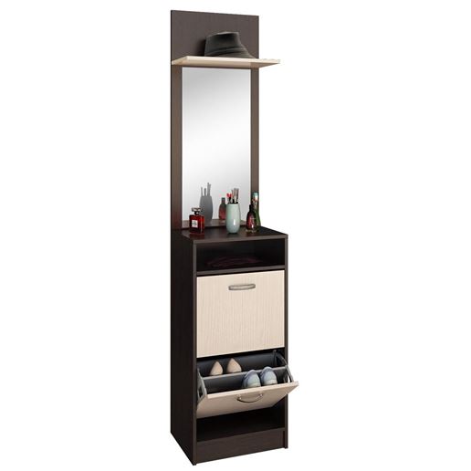 Обувница с зеркалом Ольга (ОЗ) венге / дуб молочный