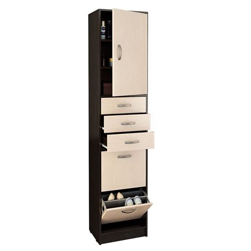 Обувница с ящиками и полками Ольга (ОЯП) венге / дуб молочный