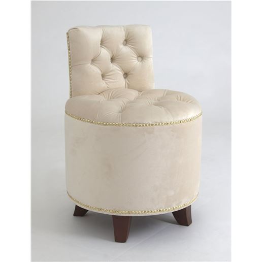 Пуф Chester VS-05 TOGAS круглый со спинкой (COL 01 молочныйCOL 01 молочный/ноги темный орех) велюр