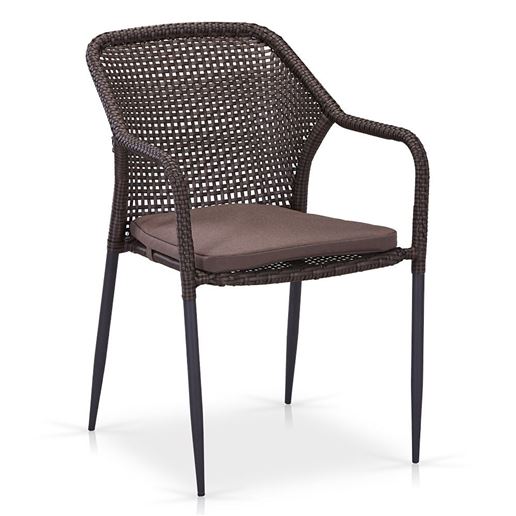 Плетеный стул Y35B-W2390 Brown с подушкой