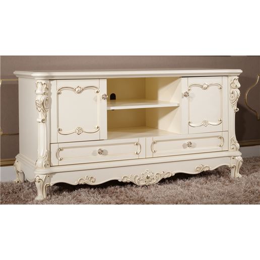 Тумба под телевизор Глория 2718 Молочный с золотом
