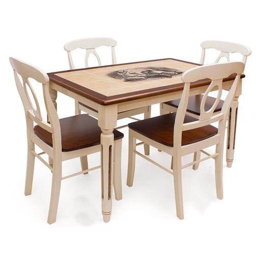 Обеденная группа Дубай Античный белый/Тёмный дуб