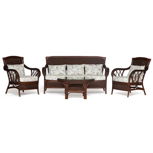 Комплект для отдыха из натурального ротанга Андреа (Andrea) Античный орех/Цветы