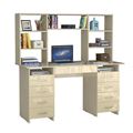 миниатюра Стол компьютерный Милан-10Я Глянец, с надставкой дуб молочный / бежевый №2