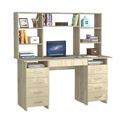 миниатюра Стол компьютерный Милан-10Я Глянец, с надставкой дуб сонома / бежевый №1