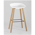 миниатюра Барный стул Libra БЕЛЫЙ, белый пластик, ножки оттенка естественного дерева №8
