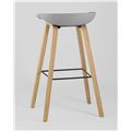 миниатюра Барный стул Libra серый, пластик, ножки под натуральное дерево №4