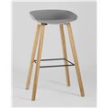 миниатюра Барный стул Libra серый, пластик, ножки под натуральное дерево №8