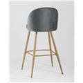 миниатюра Барный стул Лион обивка велюр серого цвета, ножки металлические под светлое дерево №5