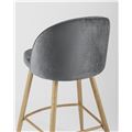 миниатюра Барный стул Лион обивка велюр серого цвета, ножки металлические под светлое дерево №6