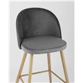 миниатюра Барный стул Лион обивка велюр серого цвета, ножки металлические под светлое дерево №8