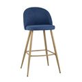 миниатюра Барный стул Лион обивка тканевая шенилл синего цвета, ножки под цвет светлого дерева из металла №1