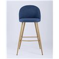 миниатюра Барный стул Лион обивка тканевая шенилл синего цвета, ножки под цвет светлого дерева из металла №2