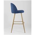 миниатюра Барный стул Лион обивка тканевая шенилл синего цвета, ножки под цвет светлого дерева из металла №4