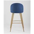 миниатюра Барный стул Лион обивка тканевая шенилл синего цвета, ножки под цвет светлого дерева из металла №5