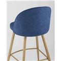 миниатюра Барный стул Лион обивка тканевая шенилл синего цвета, ножки под цвет светлого дерева из металла №7