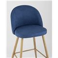 миниатюра Барный стул Лион обивка тканевая шенилл синего цвета, ножки под цвет светлого дерева из металла №8