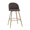 миниатюра Барный стул Лион обивка шенилл коричневая, ножки металлические в цвет светлого дерева №1