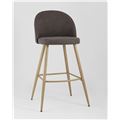 миниатюра Барный стул Лион обивка шенилл коричневая, ножки металлические в цвет светлого дерева №2