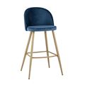 миниатюра Барный стул Лион цвет голубой обивка велюр, светлые ножки под дерево №1