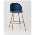 миниатюра Барный стул Лион цвет голубой обивка велюр, светлые ножки под дерево №2