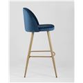 миниатюра Барный стул Лион цвет голубой обивка велюр, светлые ножки под дерево №3