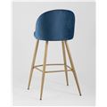 миниатюра Барный стул Лион цвет голубой обивка велюр, светлые ножки под дерево №5
