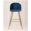 миниатюра Барный стул Лион цвет голубой обивка велюр, светлые ножки под дерево №7