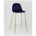 миниатюра Стул барный Валенсия мягкий синий, обивка велюр, ножки золотые №3