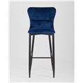 миниатюра Стул барный Лилиан велюр синий, черные металлические ножки №2