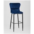 миниатюра Стул барный Лилиан велюр синий, черные металлические ножки №3