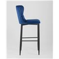 миниатюра Стул барный Лилиан велюр синий, черные металлические ножки №4