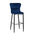 миниатюра Стул барный Лилиан велюр синий, черные металлические ножки №1