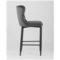 миниатюра Стул полубарный  Лилиан велюр серый мягкая обивка, черные металлические ножки №3