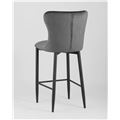 миниатюра Стул полубарный  Лилиан велюр серый мягкая обивка, черные металлические ножки №5