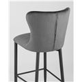 миниатюра Стул полубарный  Лилиан велюр серый мягкая обивка, черные металлические ножки №6
