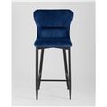 миниатюра Стул полубарный  Лилиан велюр синий мягкая обивка, черные металлические ножки №2
