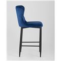 миниатюра Стул полубарный  Лилиан велюр синий мягкая обивка, черные металлические ножки №4