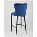 миниатюра Стул полубарный  Лилиан велюр синий мягкая обивка, черные металлические ножки №5