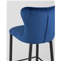 миниатюра Стул полубарный  Лилиан велюр синий мягкая обивка, черные металлические ножки №6