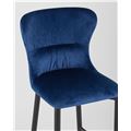 миниатюра Стул полубарный  Лилиан велюр синий мягкая обивка, черные металлические ножки №7