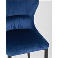 миниатюра Стул полубарный  Лилиан велюр синий мягкая обивка, черные металлические ножки №8