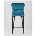 миниатюра Стул полубарный  Лилиан велюр темно-бирюзовый мягкая обивка, черные металлические ножки №3