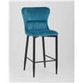 миниатюра Стул полубарный  Лилиан велюр темно-бирюзовый мягкая обивка, черные металлические ножки №2