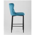 миниатюра Стул полубарный  Лилиан велюр темно-бирюзовый мягкая обивка, черные металлические ножки №5