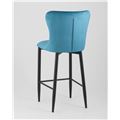 миниатюра Стул полубарный  Лилиан велюр темно-бирюзовый мягкая обивка, черные металлические ножки №6