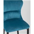 миниатюра Стул полубарный  Лилиан велюр темно-бирюзовый мягкая обивка, черные металлические ножки №9